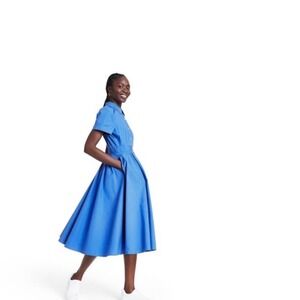 Alexis for Target Cup of Joe Blue Midi Shirt Dress with Pockets Casual Everyday